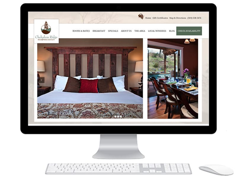 Website Design for Bed and Breakfast Chehalem Ridge Bed and Breakfast, OR