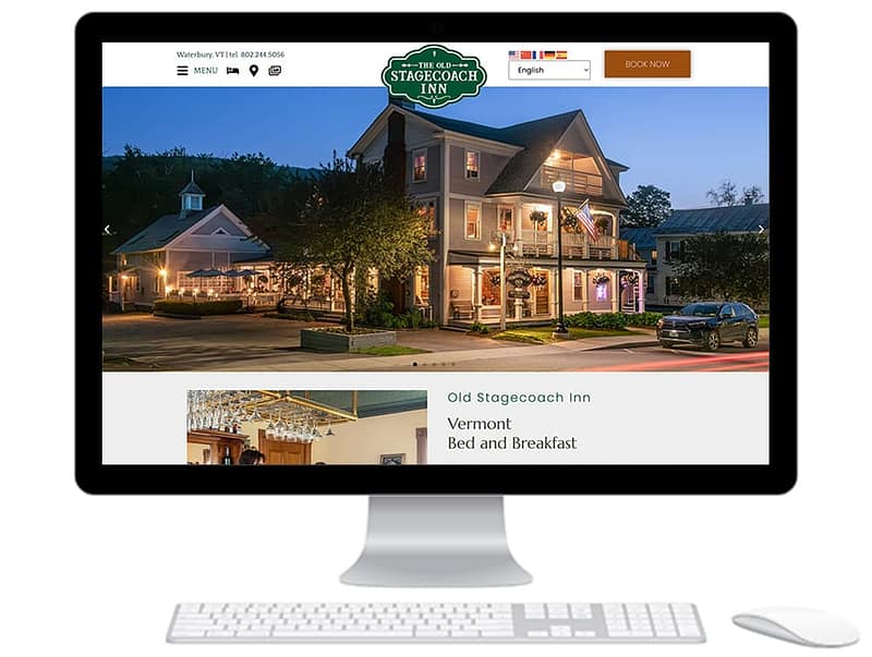 Website Design for Old Stagecoach Inn in Waterbury, VT